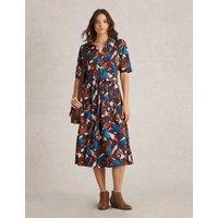 Jersey Printed Collared Midi Shirt Dress