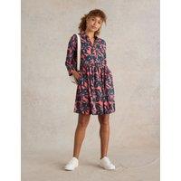 Cotton Blend Jersey Printed Mini Shirt Dress