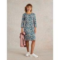 Jersey Printed V-Neck Knee Length Tea Dress