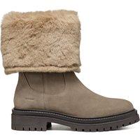 Suede Faux Fur Lining Block Heel Boots