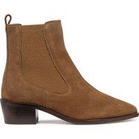 Suede Cowboy Block Heel Ankle Boots