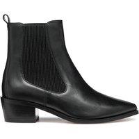 Leather Cowboy Block Heel Ankle Boots