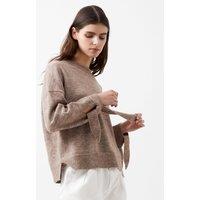 Textured Tie Up Sleeve Crew Neck Jumper