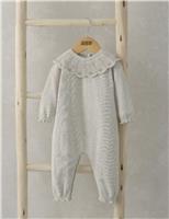Mamas & Papas Pure Cotton Knitted Floral Romper (0-24 Mths) Beige
