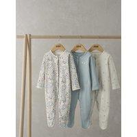 3pk Pure Cotton Floral & Bird Sleepsuits (0-24 Mths)