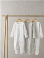 3pk Pure Cotton Stork Print Sleepsuits (0-24 Mths)