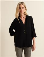 V-Neck Button Detail Shirt