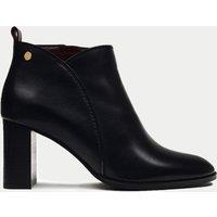 Leather Block Heel Ankle Boots