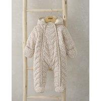 Pure Cotton Floral Hooded Padded Pramsuit (7lbs-12 Mths)