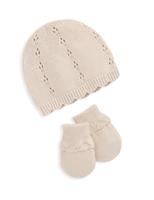 Kids Pure Cotton Knitted Hat & Mittens Set (7lbs-12 Mths)