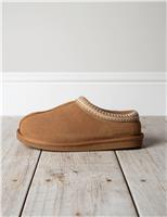 Chelsea Peers Suede Sheepskin Mule Slippers Tan
