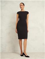 Wide Neck Knee Length Shift Dress