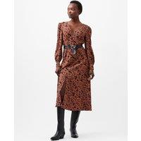 Crepe Floral V-Neck Midaxi Smock Dress