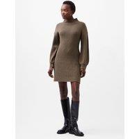 Ribbed Knitted High Neck Mini Dress