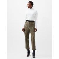 Faux Leather Tapered Cropped Trousers