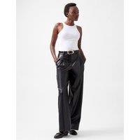 Faux Leather Wide Leg Trousers