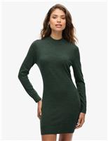 Superdry & Co Pure Merino Wool Knitted Mini Relaxed Dress Dark Grey