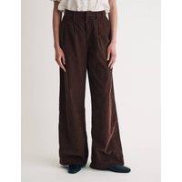 Cord Pleat Front Relaxed Wide Leg Trousers