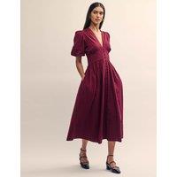 Pure Cotton V-Neck Midaxi Waisted Dress