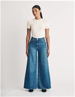Nobody's Child Cotton Rich High Waisted Wide Leg Jeans Navy