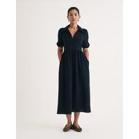 Collared V-Neck Midaxi Waisted Dress