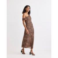 Animal Print One Shoulder Midaxi Slip Dress