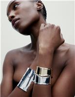 Oversized Silver Tone Molten Large Cuff