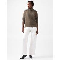 Pure Cotton Textured Roll Neck Jumper