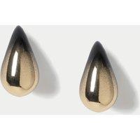 Ombre Black and Gold Tone Tear Drop Earrings