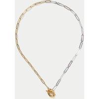 Mixed Metal Chain T-Bar Necklace