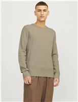 JACK & JONES Cotton Blend RibbedCrew Neck Jumper Navy