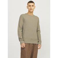 Cotton Blend RibbedCrew Neck Jumper