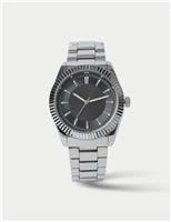 Silver Tone Round Face Metal Strap Watch