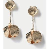 Gold Tone Floral Detail Drop Earring