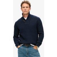 Wool Blend Textured Shawl Collar Jumper