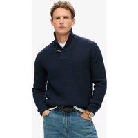 Wool Blend Textured Shawl Collar Jumper