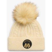 Cable Knit Pom Pom Beanie Hat with Wool