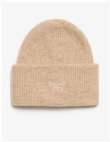 Rib Knitted Beanie Hat with Wool