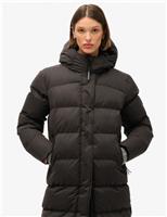 Superdry & Co Quilted Hooded Longline Puffer Jacket Black