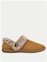 Skechers Cosy Campfire Fresh Wide Fit Toast Slippers Black