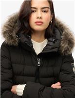 Superdry & Co Padded Quilted Hooded Longline Jacket Navy