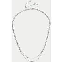 Silver Tone Multi Row Fine Chain Necklace