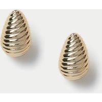 14ct Gold Plated Textured Dome Hoop Earring