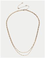 Gold Tone Multi Row Fine Chain Necklace