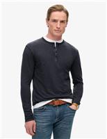 Slim Fit Jersey Grandad Collar Top