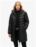 Padded Quilted Hooded Longline Jacket