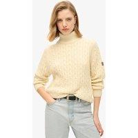 Pure Cotton Cable Knit Roll Neck Jumper