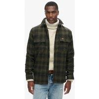 Wool Blend Fleece Lined Checked Overshirt