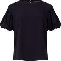 Crepe Round Neck Puff Sleeve Top