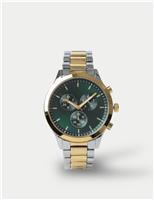 Two Tone Round Face Metal Strap Watch